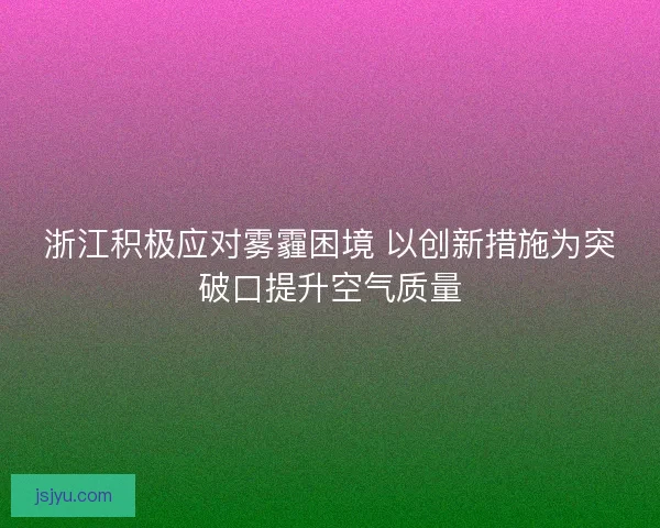 浙江积极应对雾霾困境 以创新措施为突破口提升空气质量